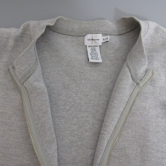 Calvin Klein Jeans Vest Sz XL Full Zip Gray 100% Cotton Sleeveless Front Pockets - Picture 5 of 6